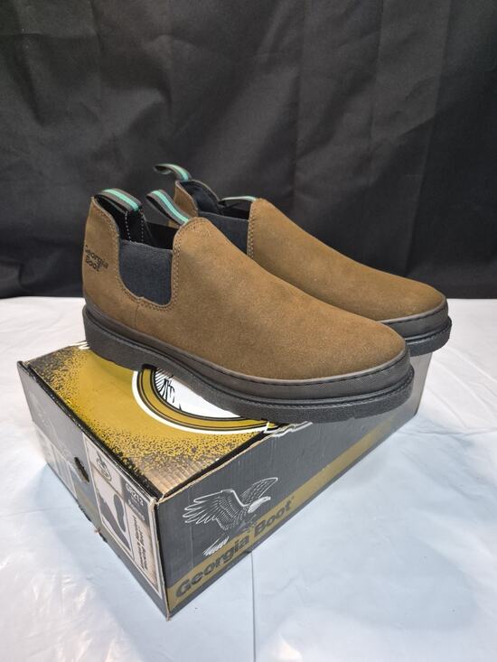 Georgia Boot Shoes Mens Brown Leather Giant Romeo Slip On Work GR213 Size 10.5 M
